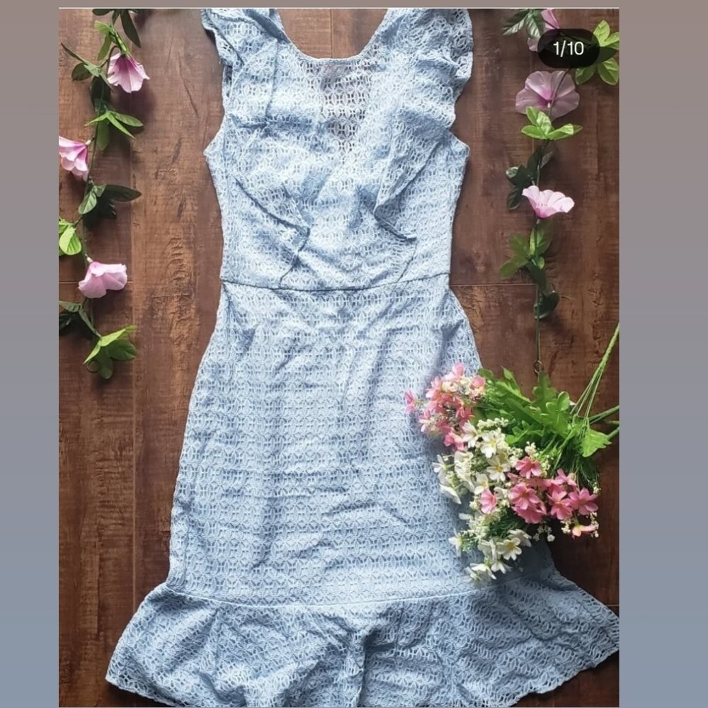 Beautiful baby blue lace dress by Guess.